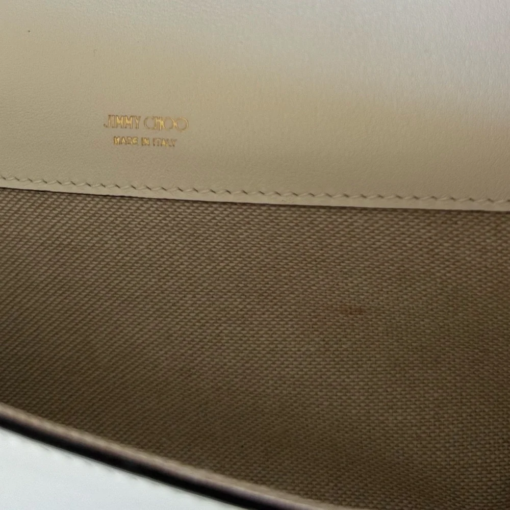 Like New JIMMY CHOO Diamond Mini Shoulder Latte Calf Leather Mini Shoulder Bag